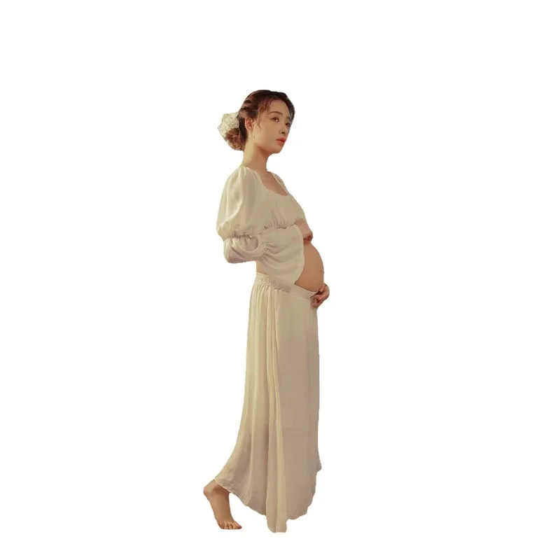 Vestido de maternidad vintage largo maxi suave para sesiones de fotos - imagen 3