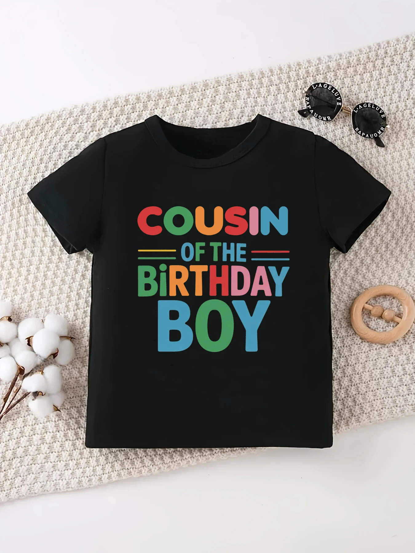 Camiseta cumpleaños unisex con estampado de letra para niños - imagen 3