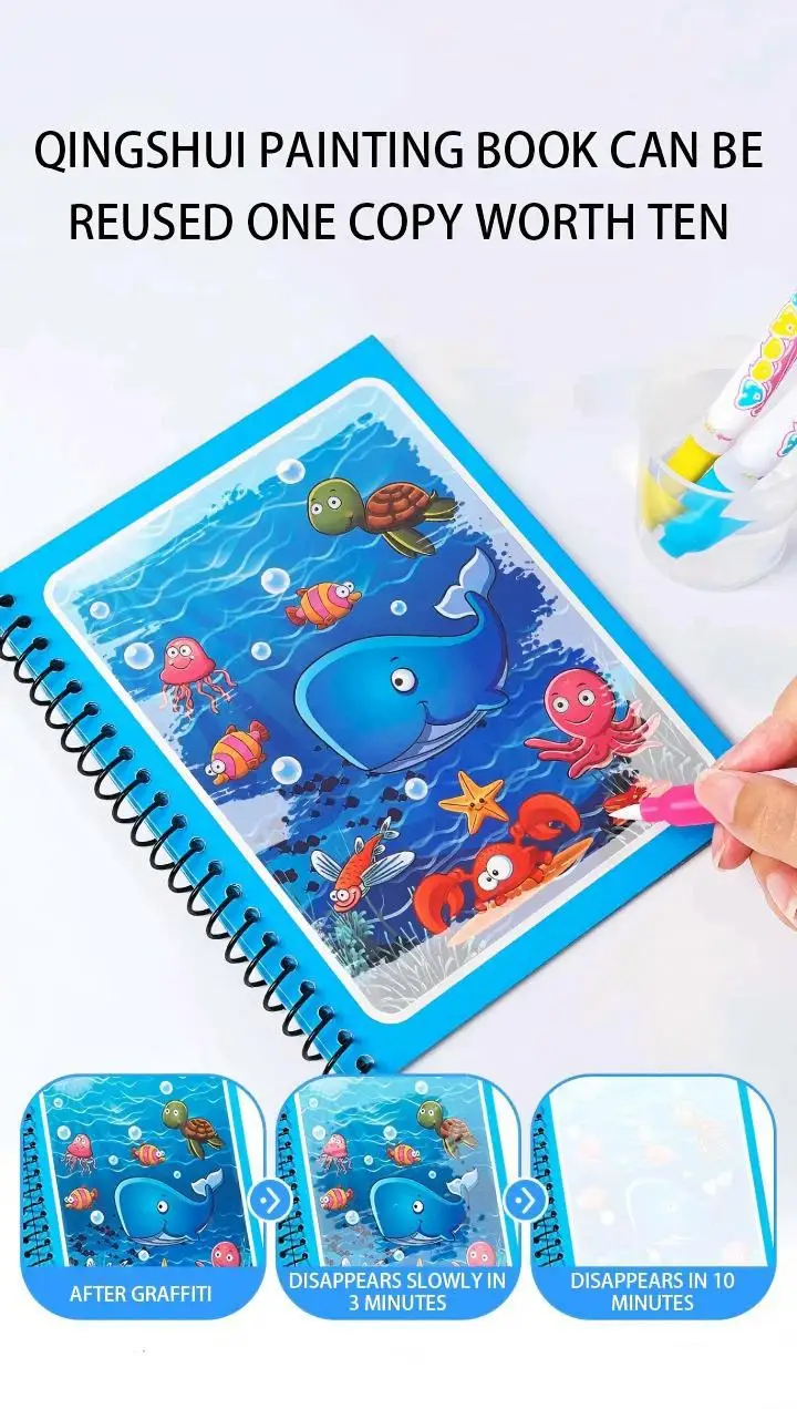 Libro de dibujo mágico con agua listo para usar