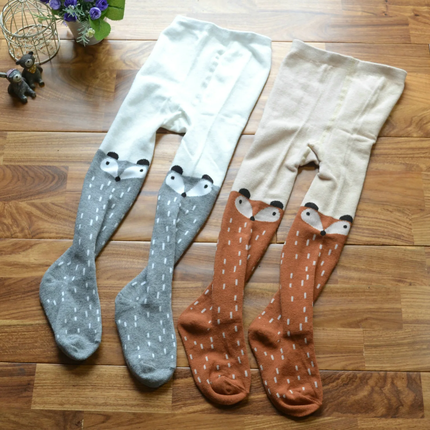 Pantimedias de algodón para niñas con estampado de zorros - imagen 3