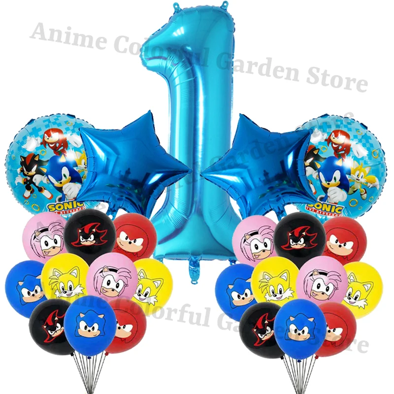 Globos Sonic con números para cumpleaños infantil de niños y niñas - imagen 4