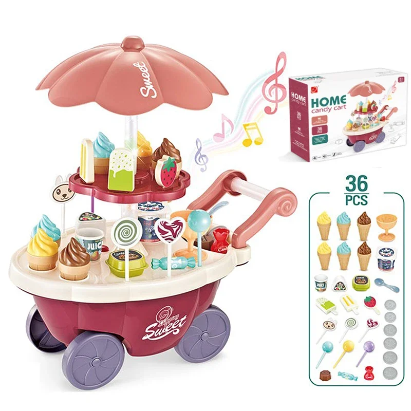 Juego de cocina infantil de helados con carrito de dulces - imagen 4