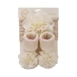 R6FD Calcetines para bebé con flores y diadema elegante regalo