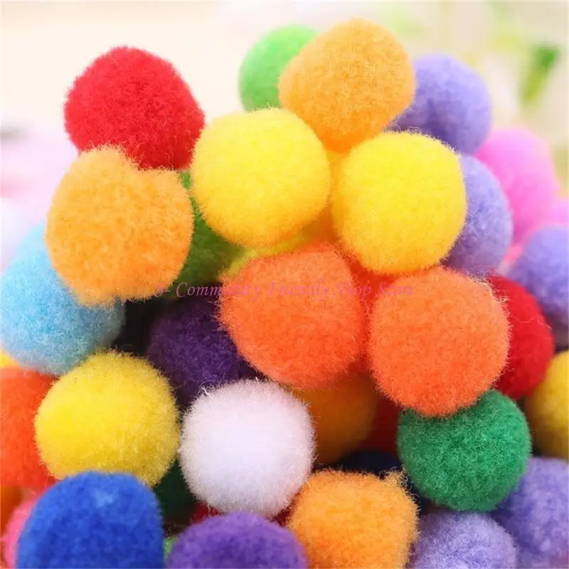 Pompones de colores peludos para manualidades infantiles y Navidad - imagen 3