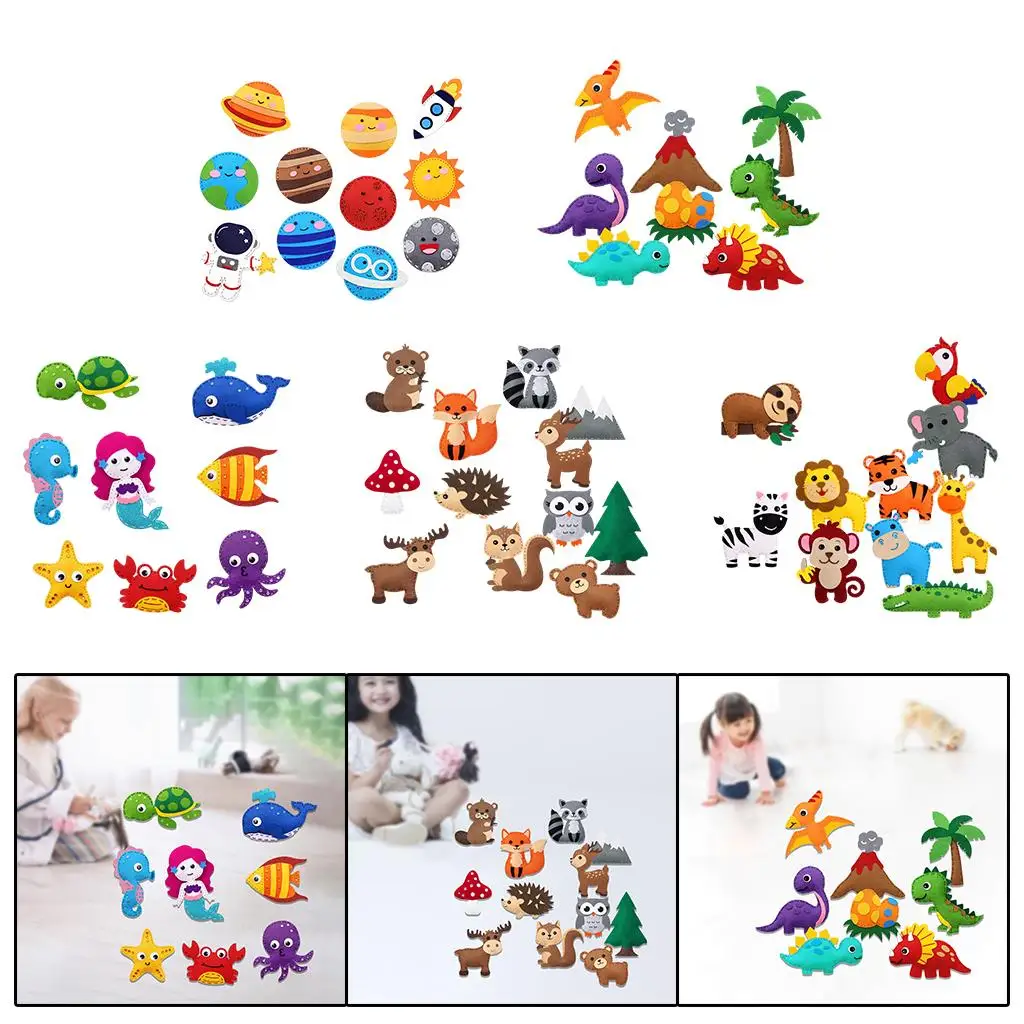 Kit de costura DIY con animales en fieltro para niños principiantes