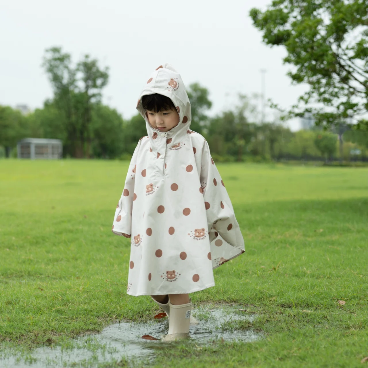 Chubasquero infantil impermeable con capucha de dibujos animados - imagen 4