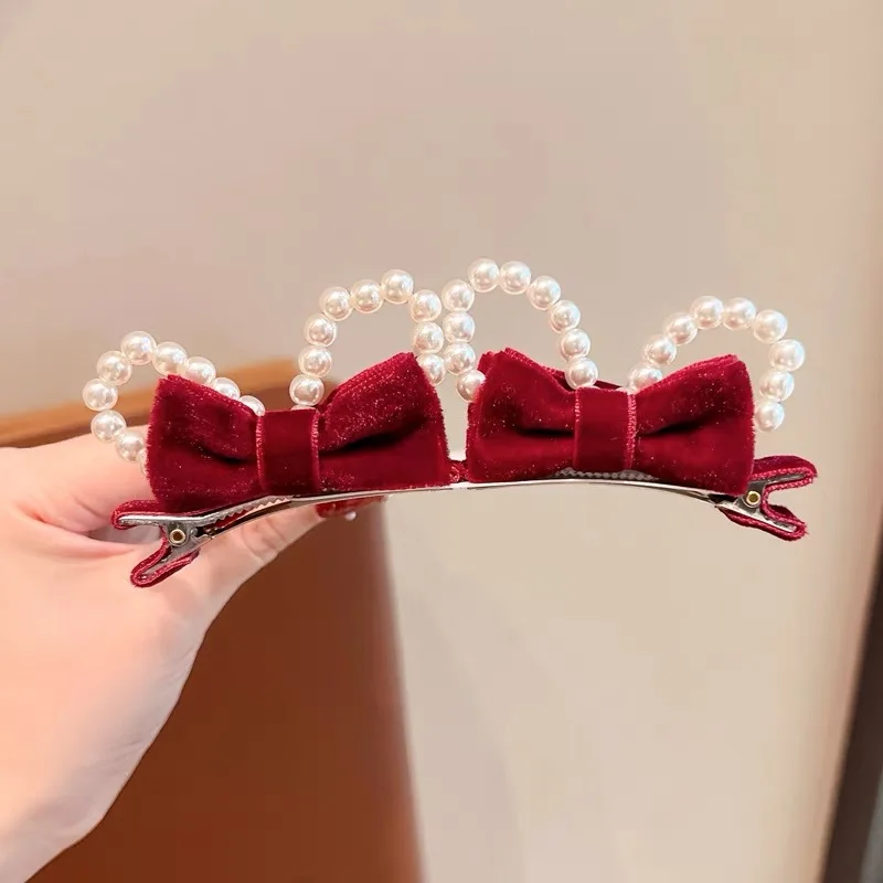 Juego horquillas con lazo y orejas de conejo tridimensional para niñas