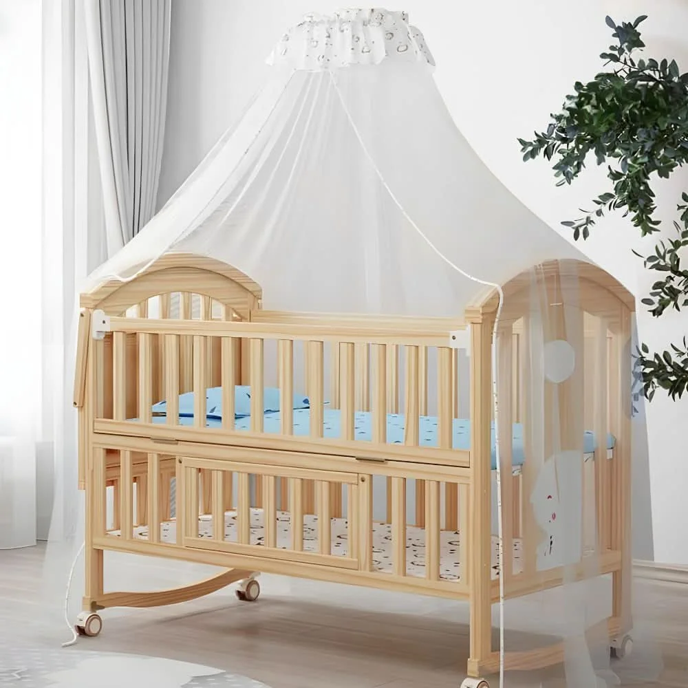 Cuna portátil de madera maciza multifunción para bebés y niños - imagen 3
