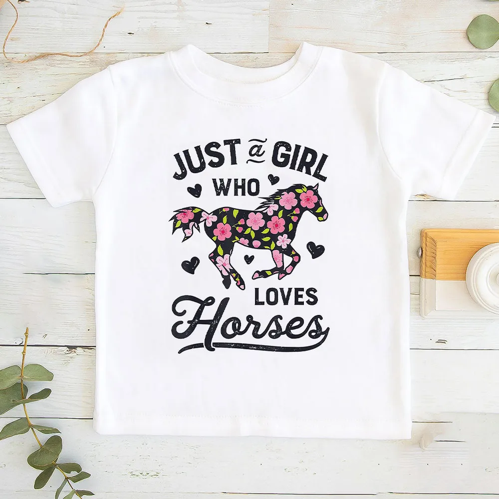 Camiseta manga corta para niña verano con diseño de caballos - imagen 5