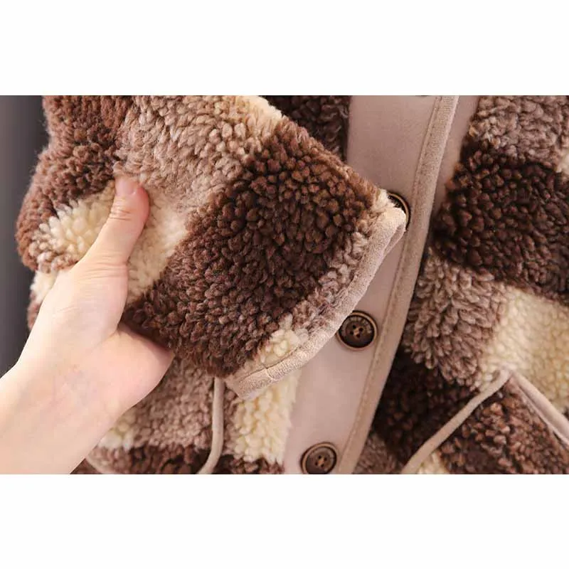 Parka infantil acolchada de terciopelo con capucha cálida - imagen 3