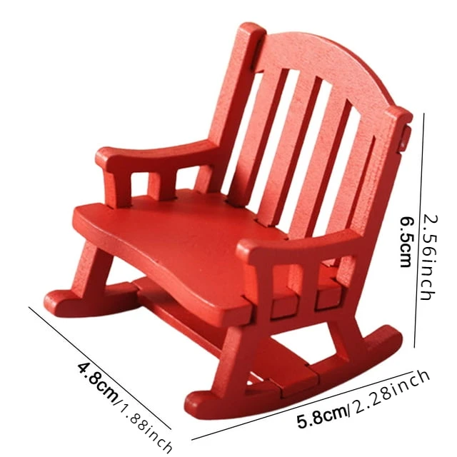 Silla mecedora retro de madera para muñecas Maison de poupée - imagen 5