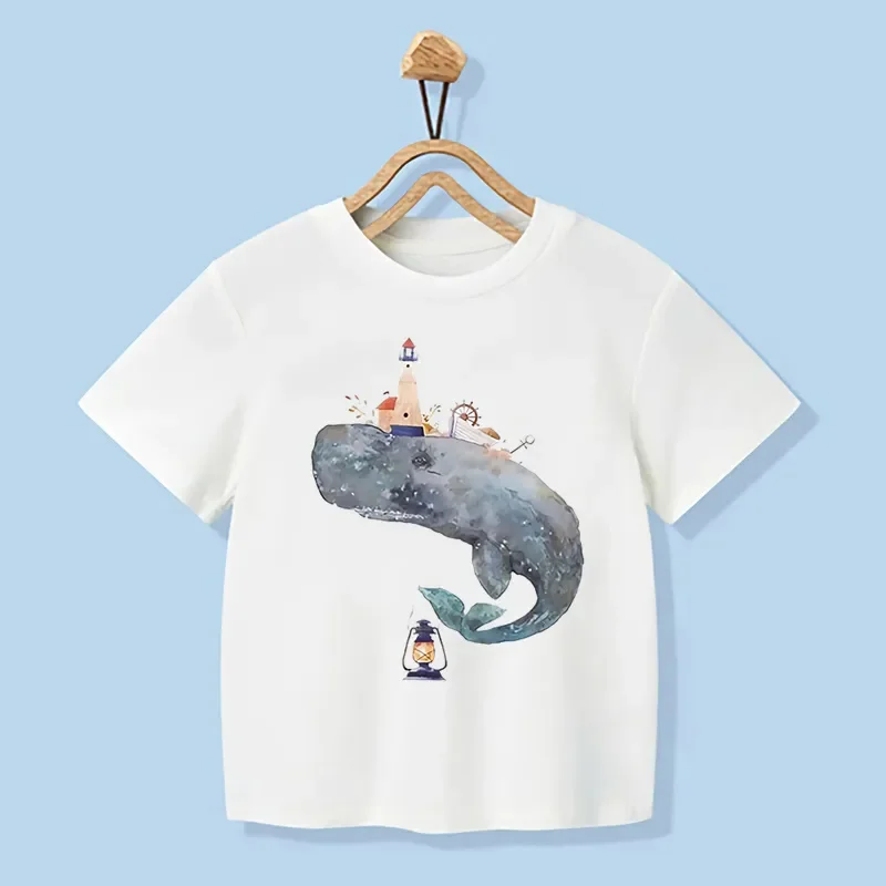 Camiseta infantil con estampado de ballena para niño y niña - imagen 2