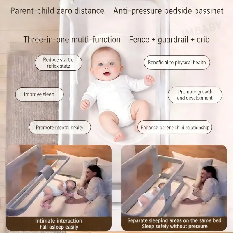 Barandilla plegable para cama de bebé IMBABY – Protección anticaídas