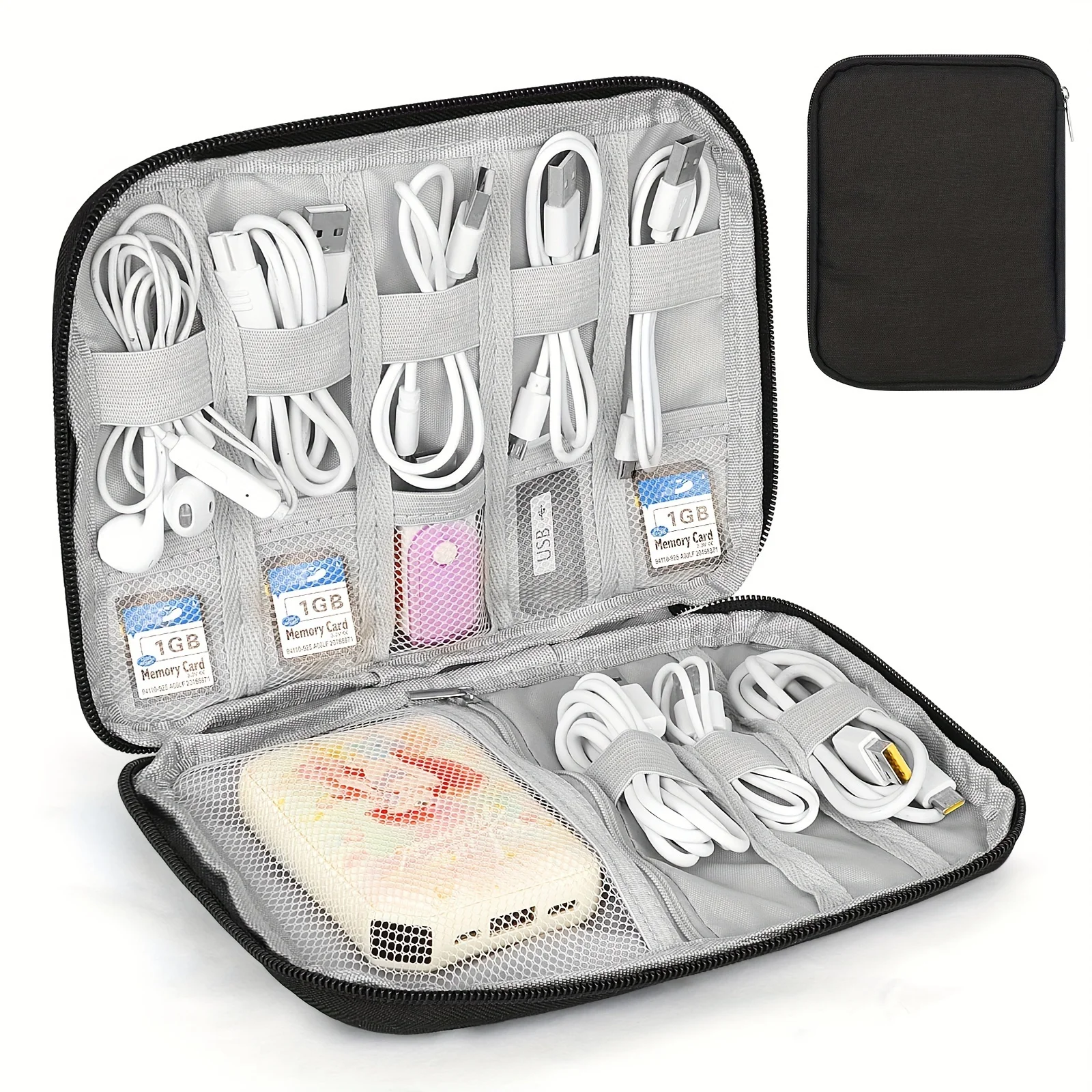 Bolsa organizadora de cables con múltiples bolsillos para viaje - imagen 3
