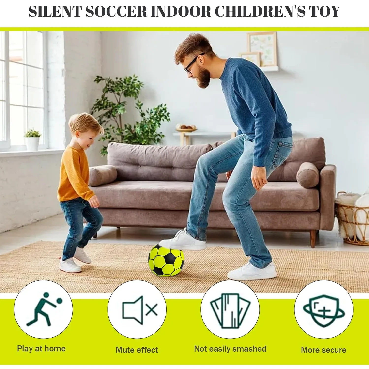 Balón de fútbol silencioso de espuma PU para niños – interior - imagen 3