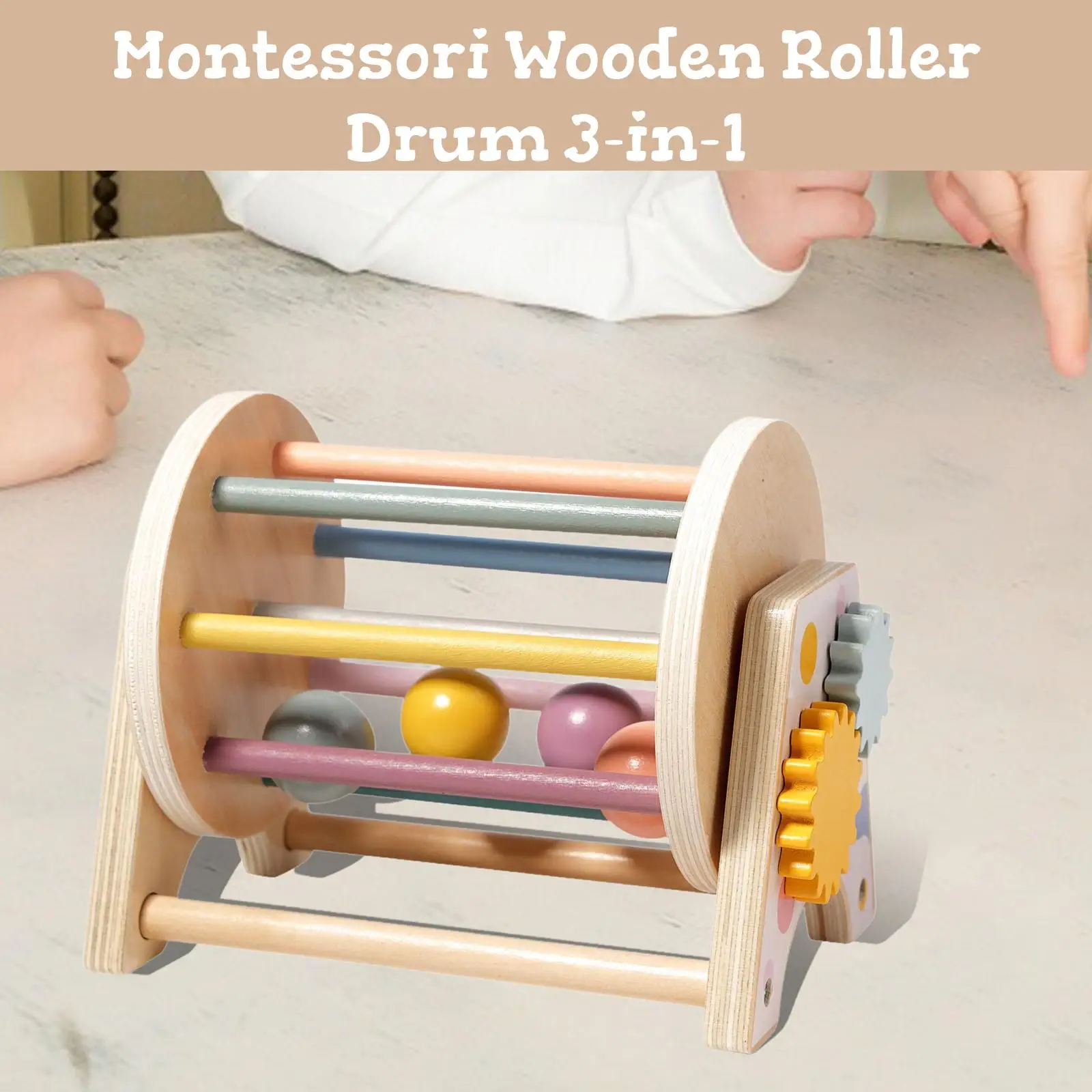 Juguete Montessori tambor rodante para motricidad y coordinación - imagen 4