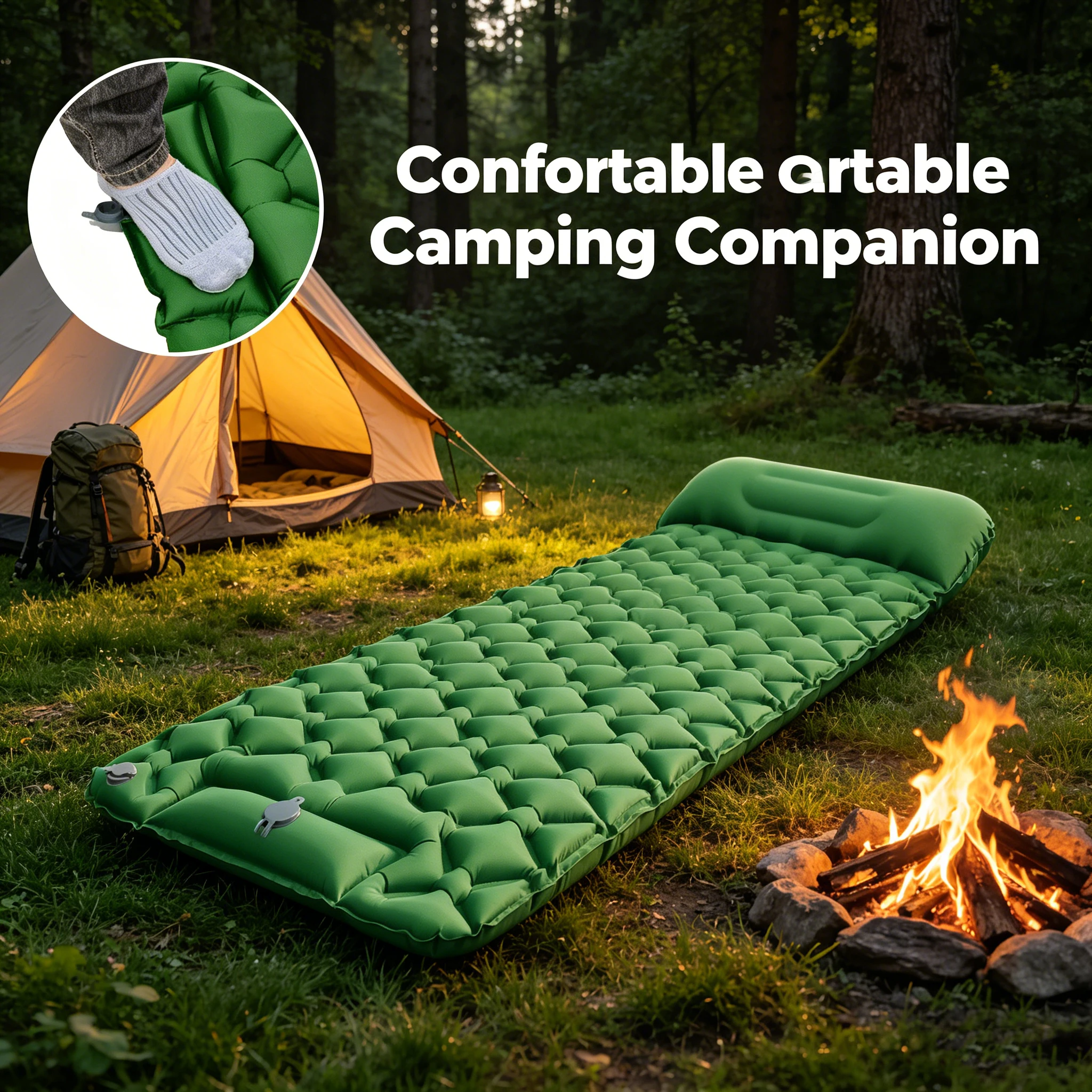 Colchón inflable ultraligero para acampada con almohada - imagen 3