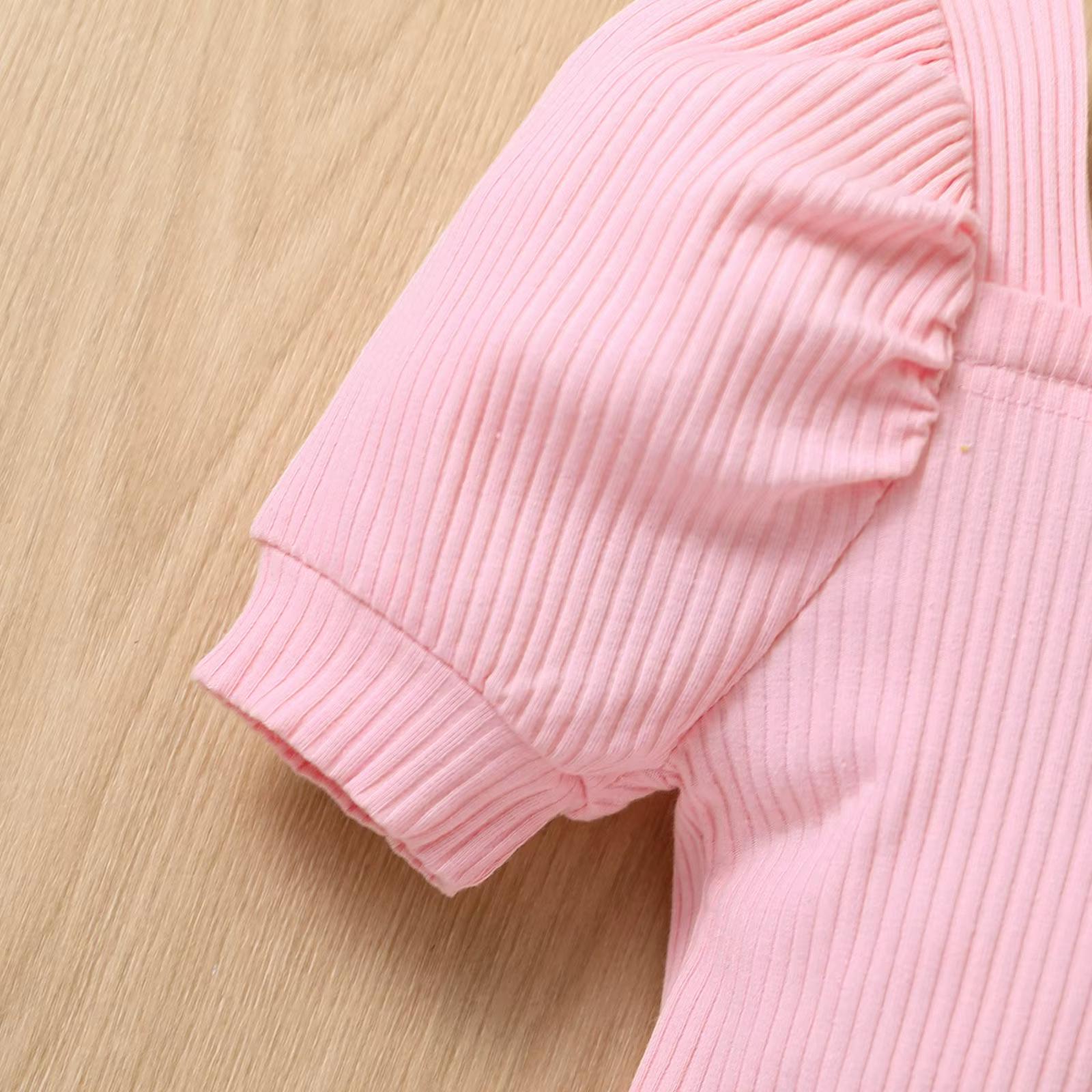 Conjunto niña de algodón rosa veraniego con blusa manga globo y short - imagen 2