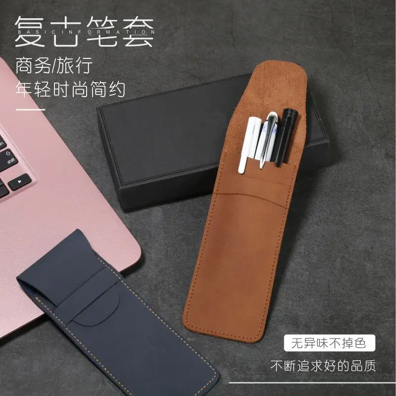 Estuche cuero vintage organizador escolar para bolígrafos y papelería - imagen 2