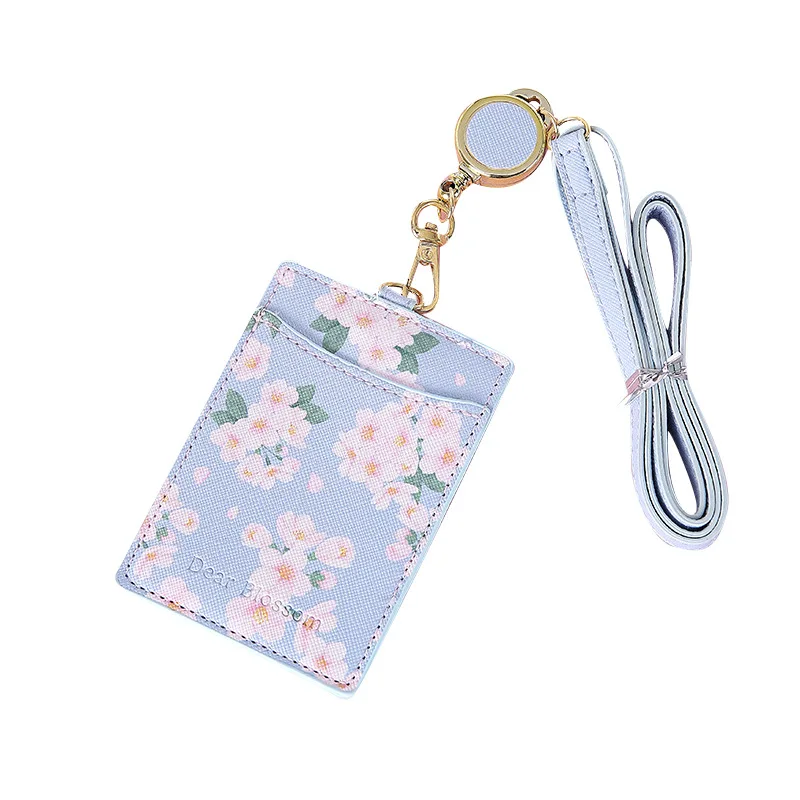 Porta insignias de cuero PU con diseño floral - clip para cordón - imagen 3