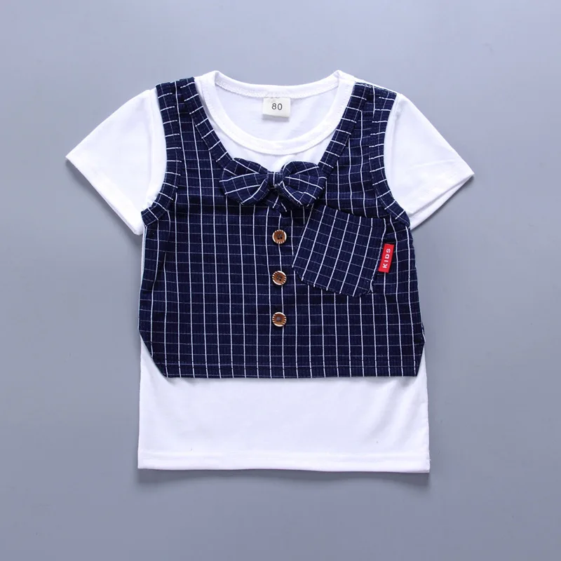 Conjunto verano bebé: camiseta a cuadros y shorts de algodón - imagen 2