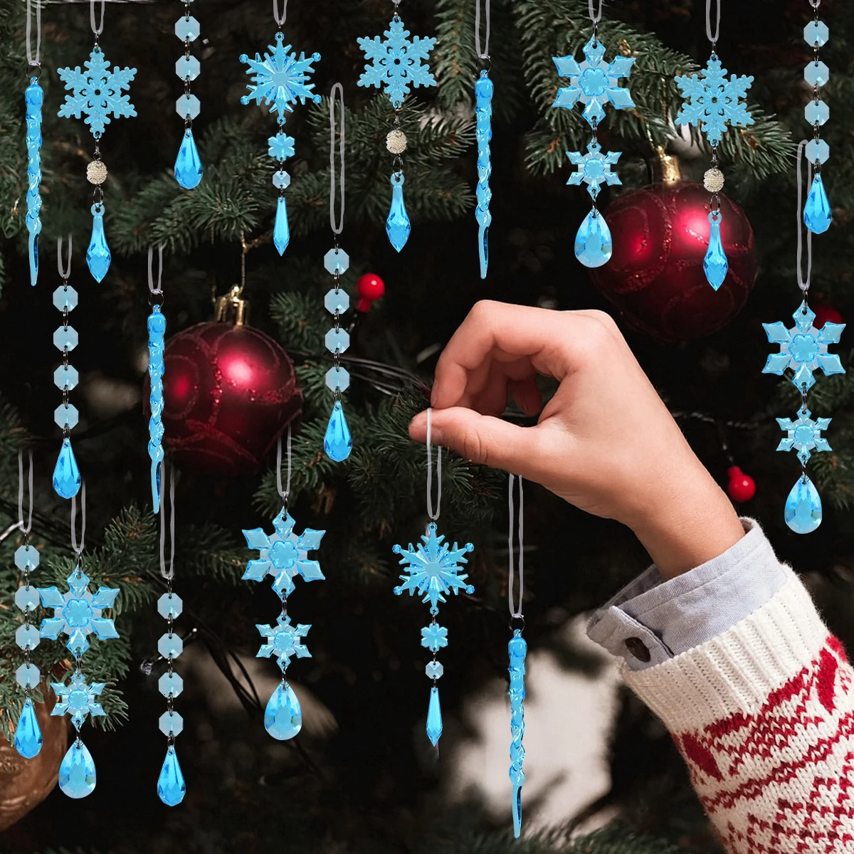 Colgantes de copos de nieve para árbol de Navidad de cristal - imagen 5