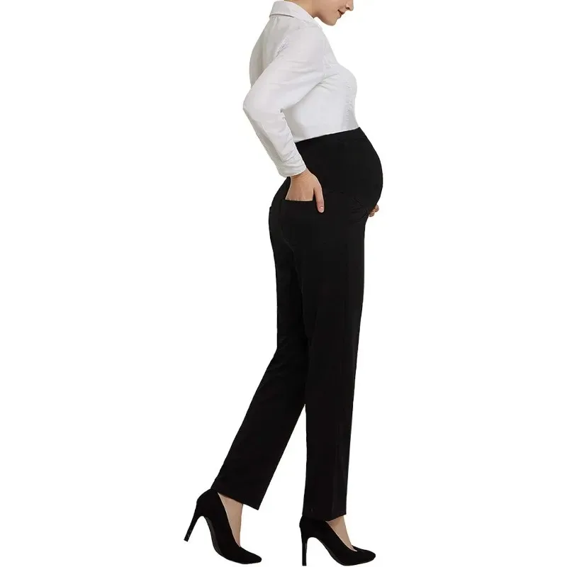 Pantalones vaqueros de maternidad cintura alta elástica para oficina