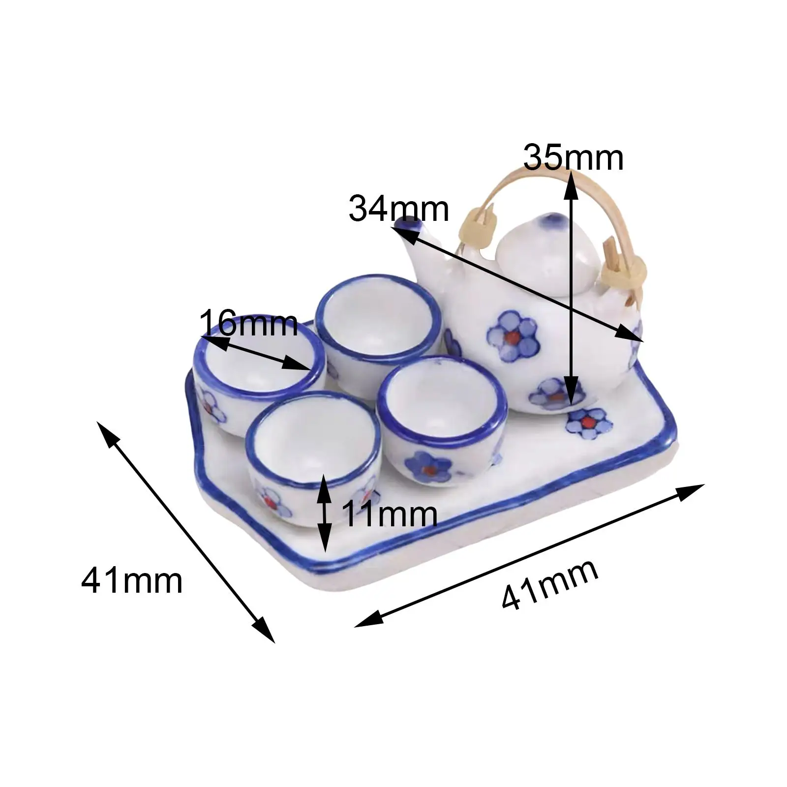Juego de té cerámica miniatura para muñecas, vajilla - imagen 4
