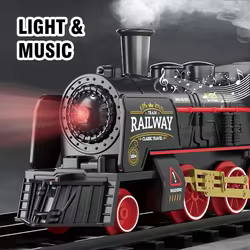 Coches de juguete y tren eléctrico retro a escala miniatura