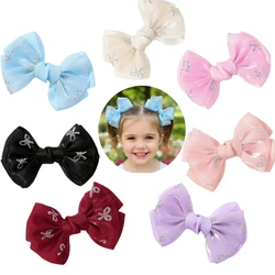 Pinzas para el cabello con lazo brillante de organza estilo fiesta
