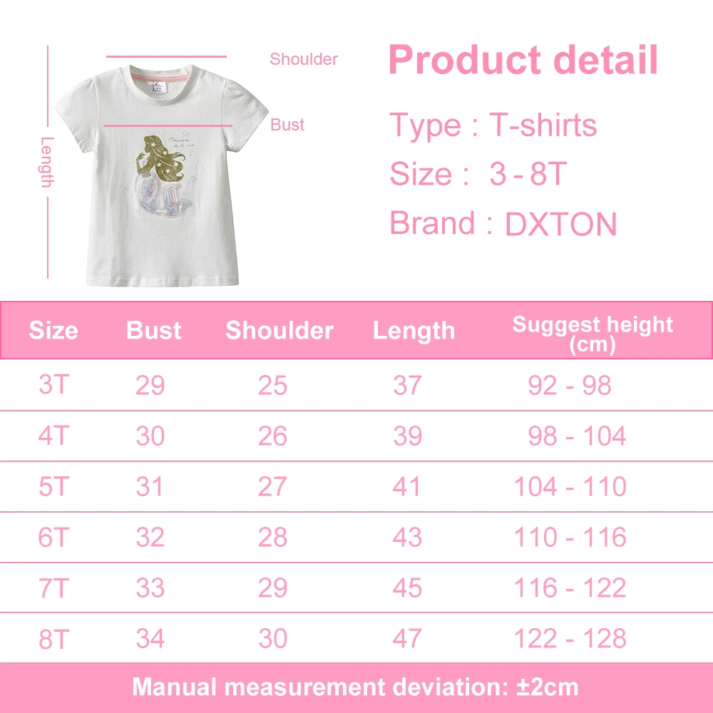Camiseta infantil de algodón con estampado de princesa sirena