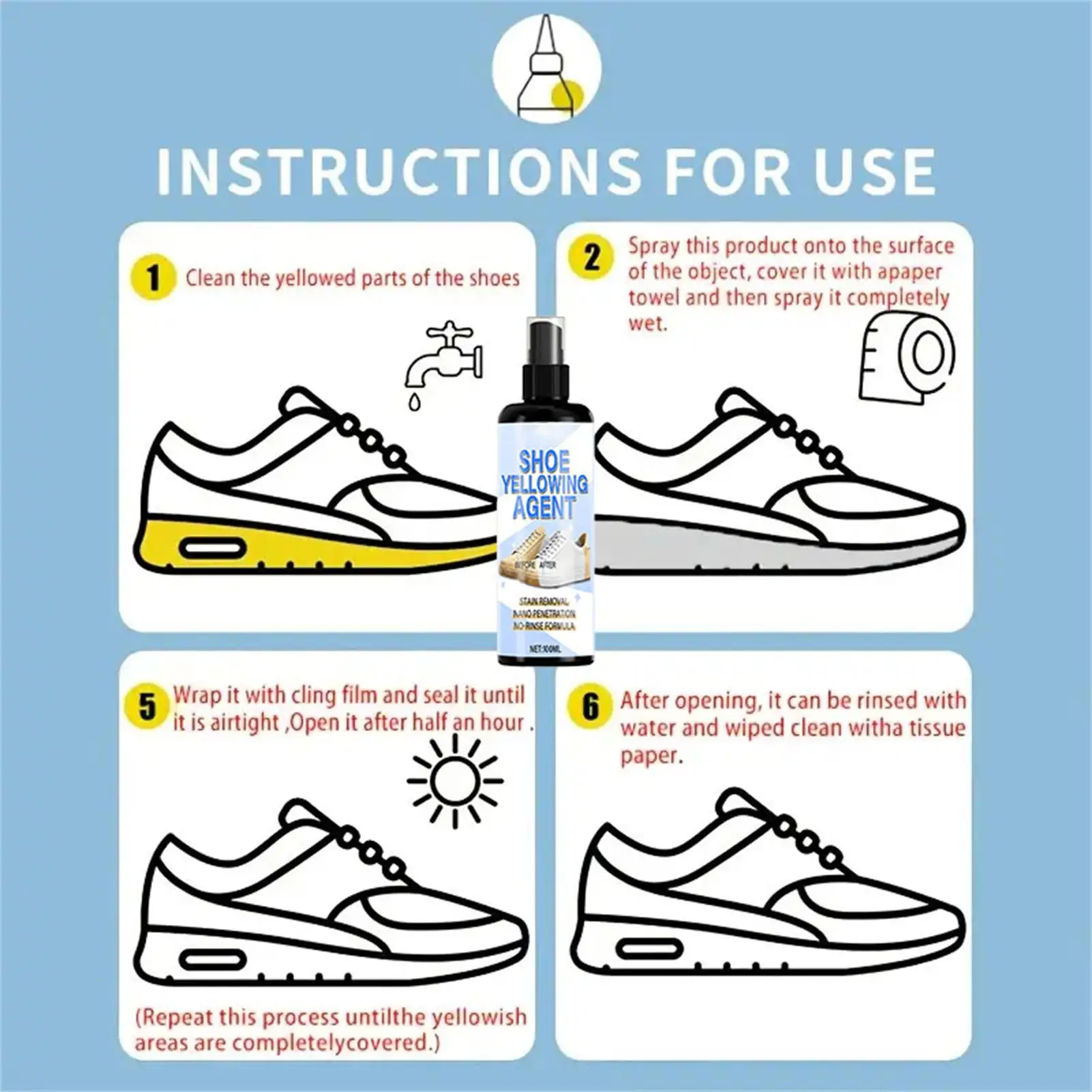 Spray removedor para suelas amarillas