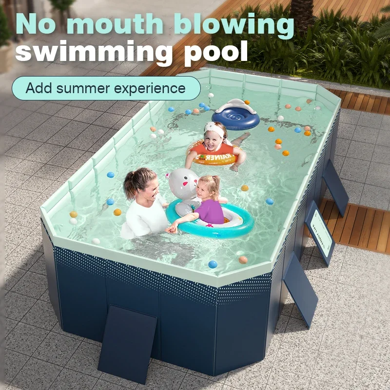 Piscina infantil plegable no hinchable para jardín con marco - imagen 4