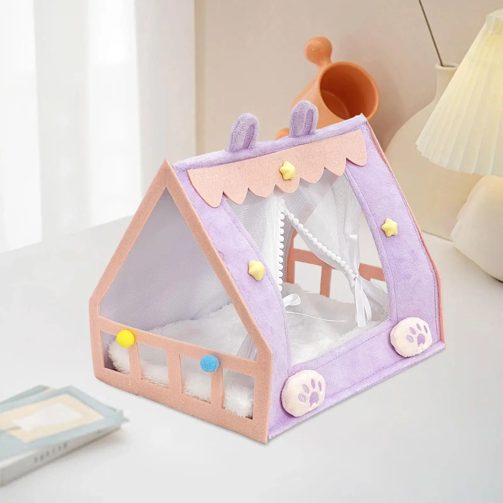 Cama de muñecas portátil con peluche suave para casa de juegos - imagen 2
