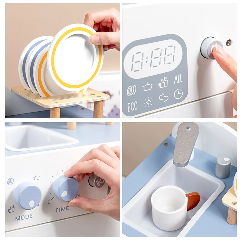 Cocina de juguete madera Montessori con fregadero y grifo - imagen 5