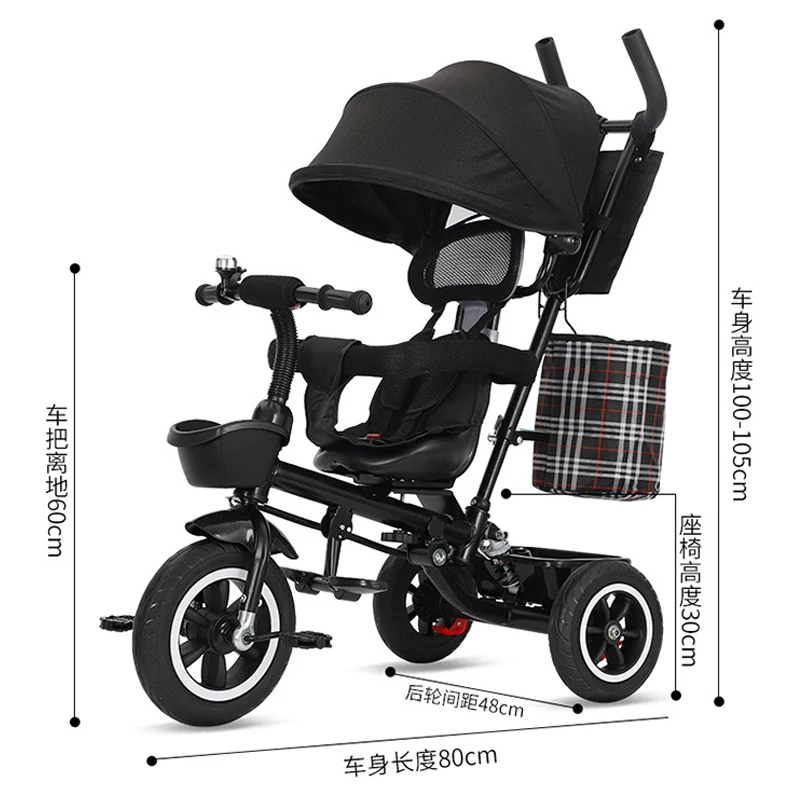 Triciclo evolutivo plegable con asiento giratorio y música para bebé - imagen 2
