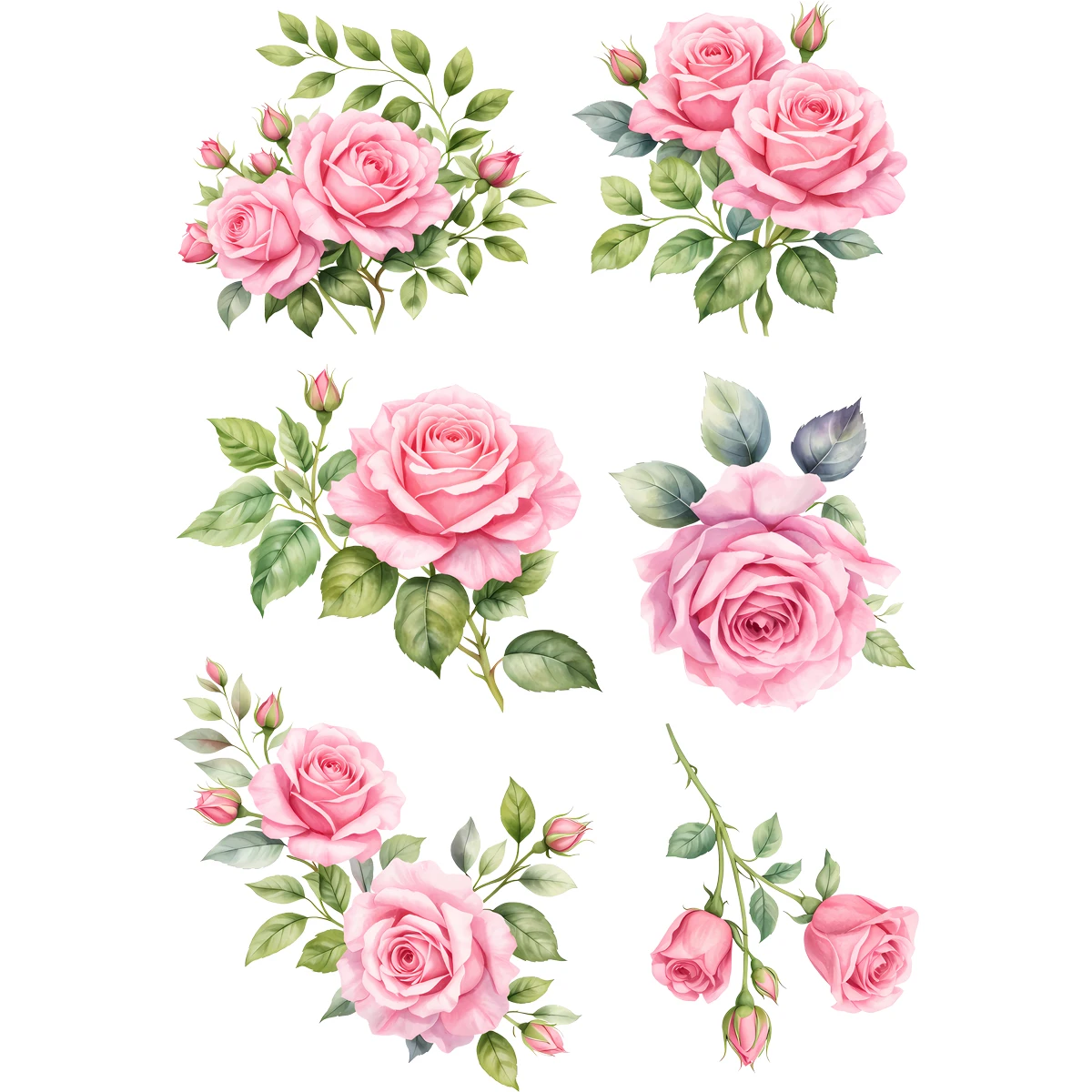 Pegatinas para lavabo de baño con rosas en acuarela impermeables - imagen 4
