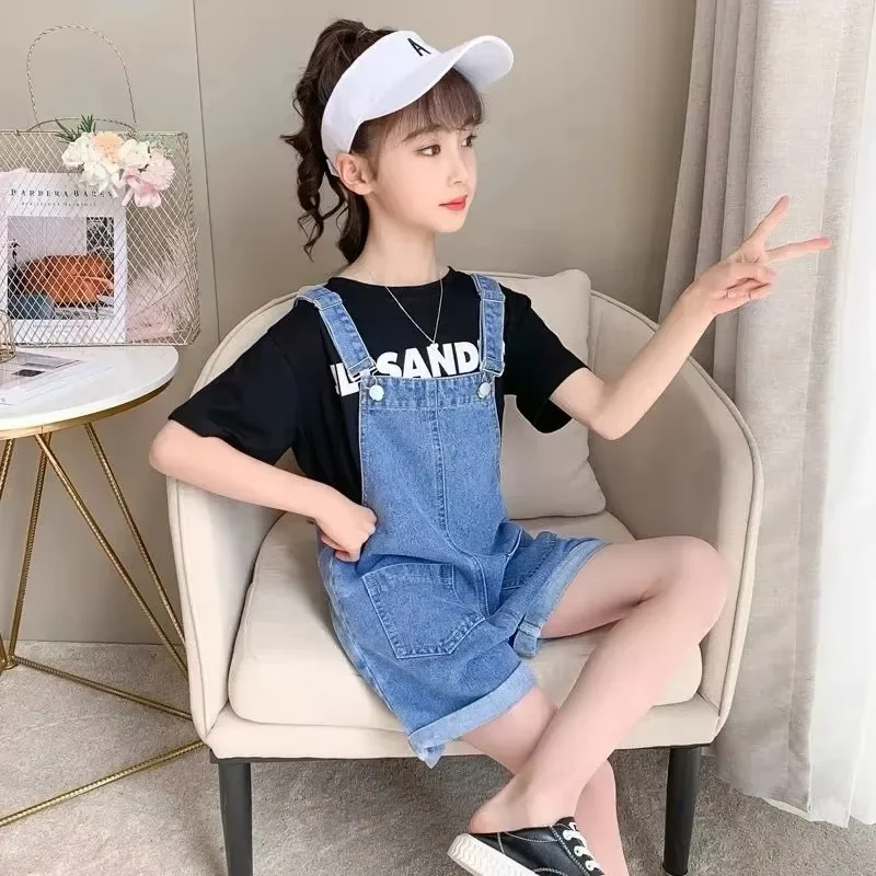 Monos de mezclilla para niñas - Novedad verano denim versátil - imagen 2