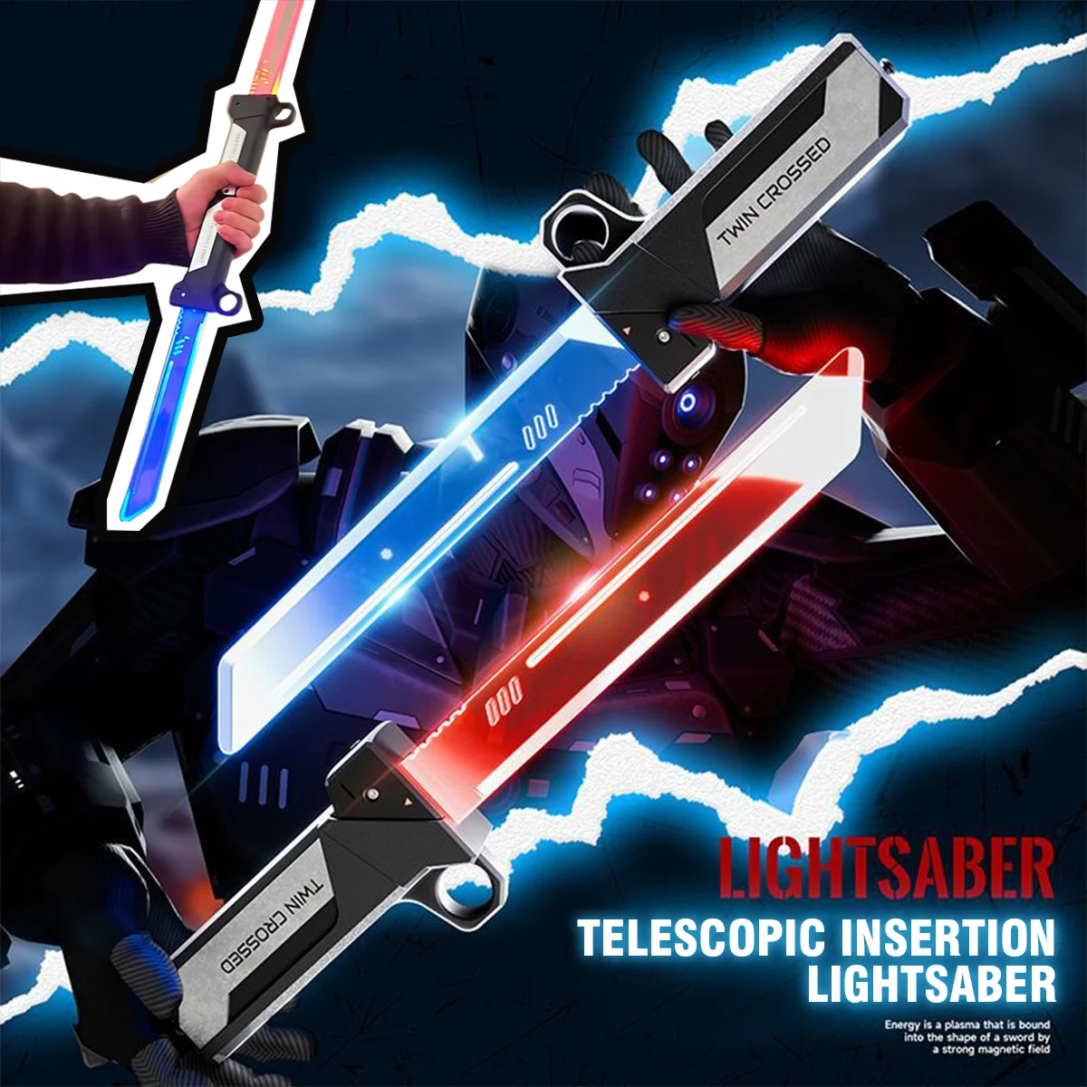 Sable láser LED de doble hoja para niños – Espada extensible de cosplay - imagen 5