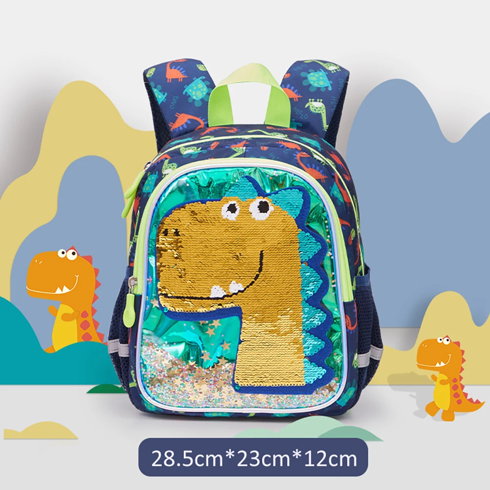 Mochila de guardería infantil con lentejuelas láser y dinosaurios - imagen 5