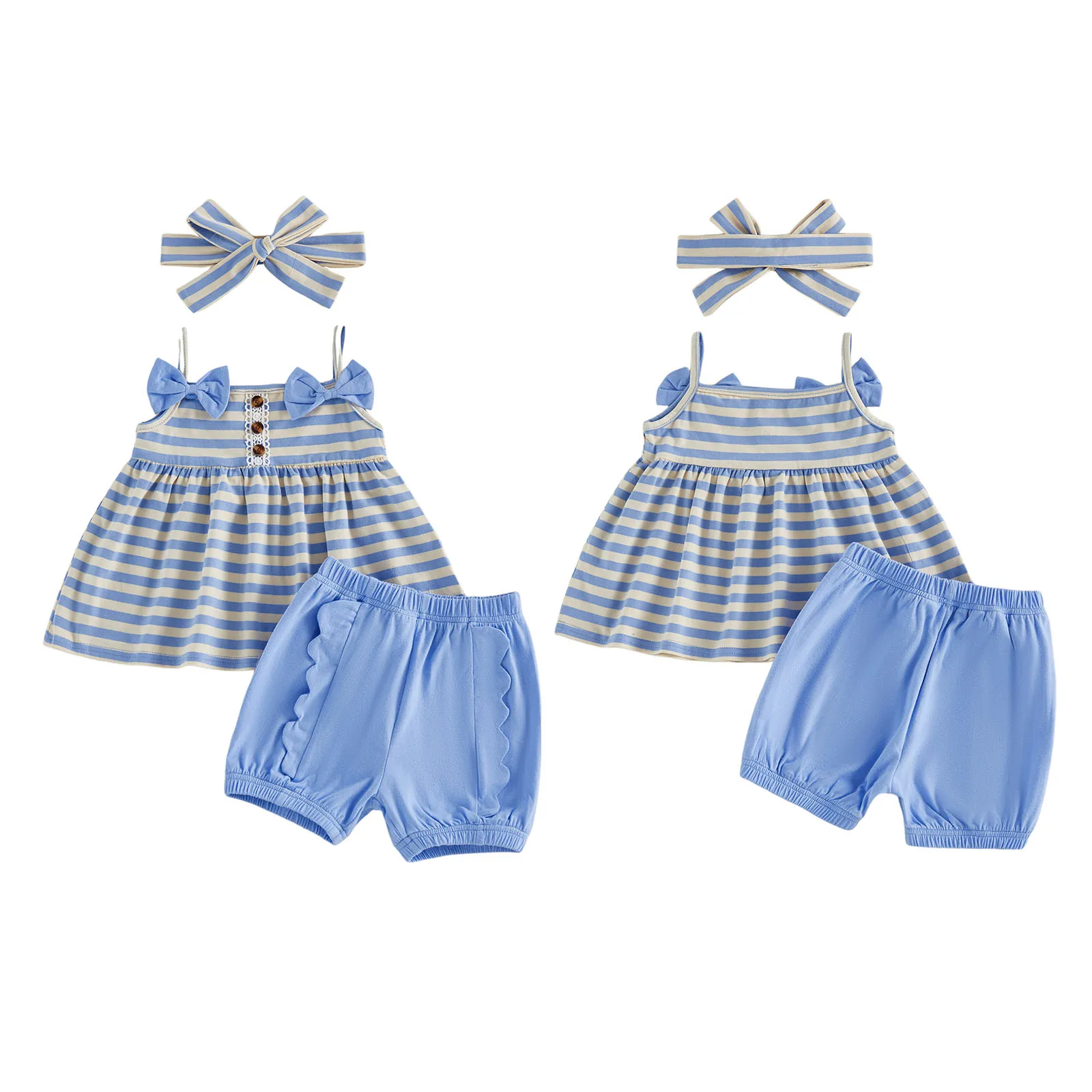 Conjunto de verano para bebé niña a rayas sin mangas con linterna - imagen 5