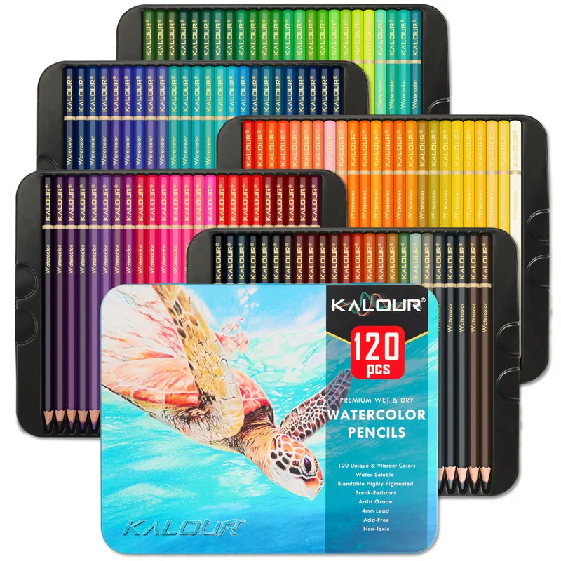 Set de 120 lápices de colores acuarela profesionales – Solubles en agua para pintar