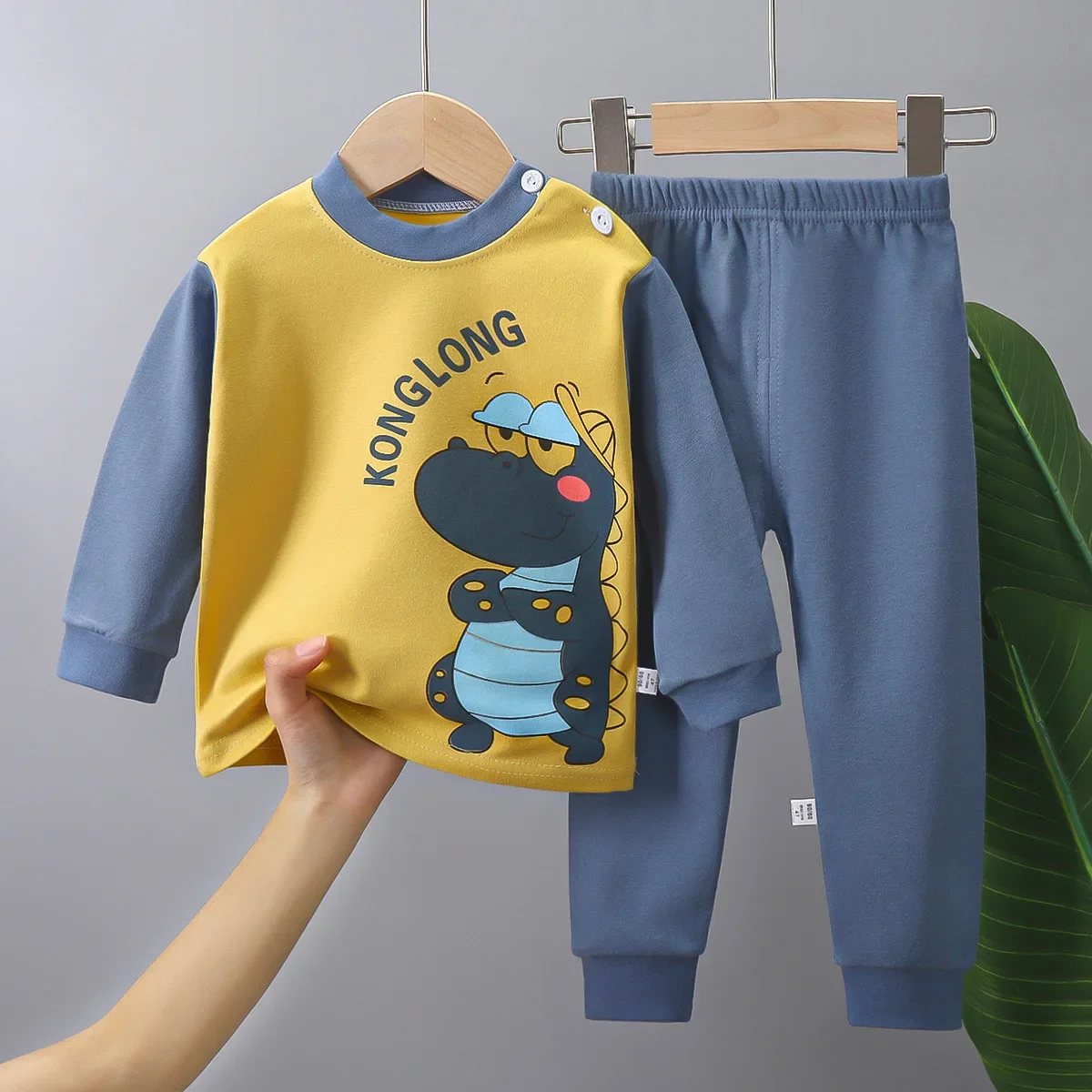 Conjunto infantil de algodón para dormir manga larga y pantalón