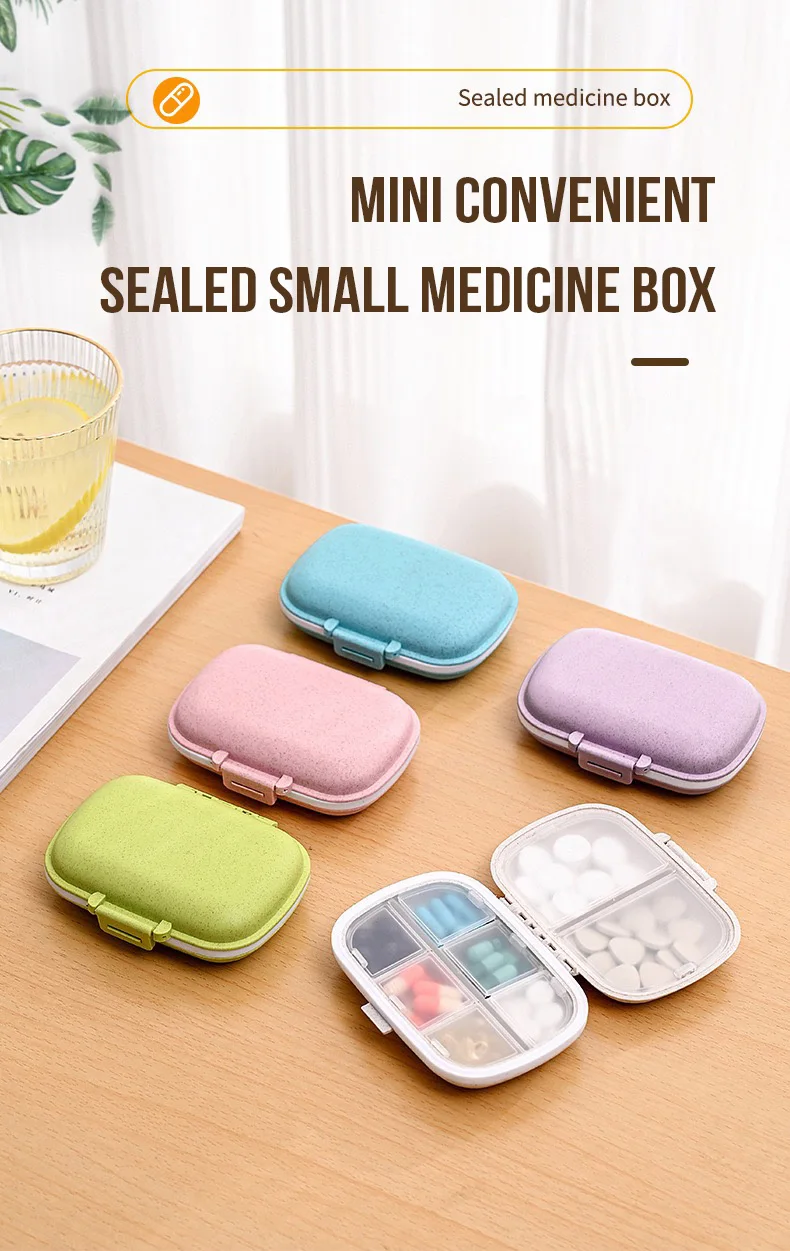 Caja de medicina portátil con tres compartimentos visibles