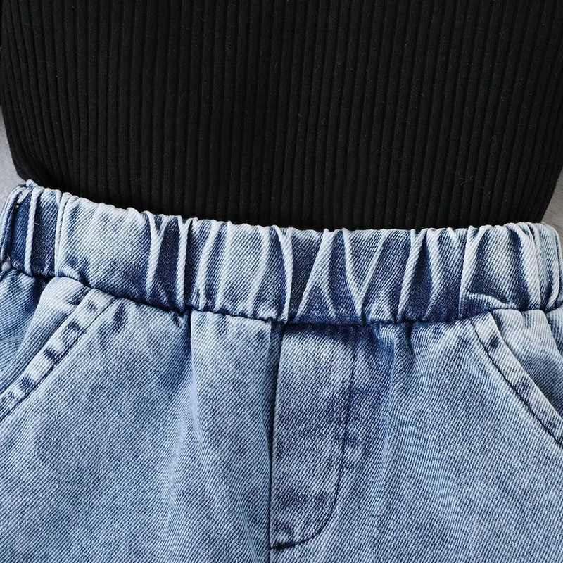 Conjunto de niña chaleco polipiel y vaqueros - imagen 3