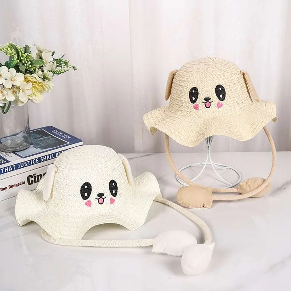 Sombrero de paja con orejas de conejo – Protección solar infantil - imagen 2