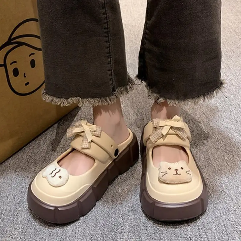 Zuecos mules con diseño de gato y pez, plataforma EVA suave - imagen 2