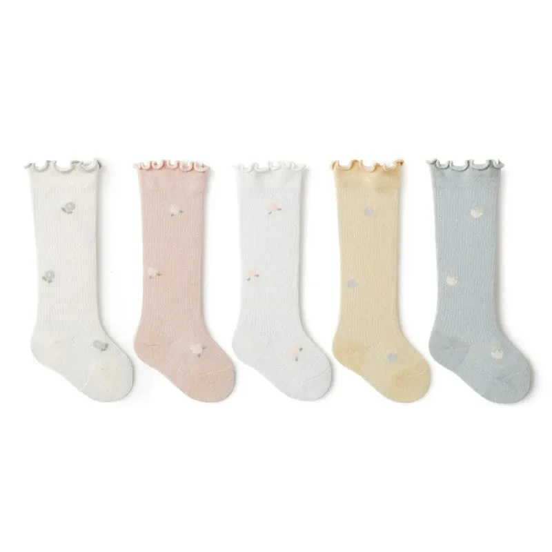 Milangel Calcetines Largos con Flores para Bebé – Cómodos - imagen 4