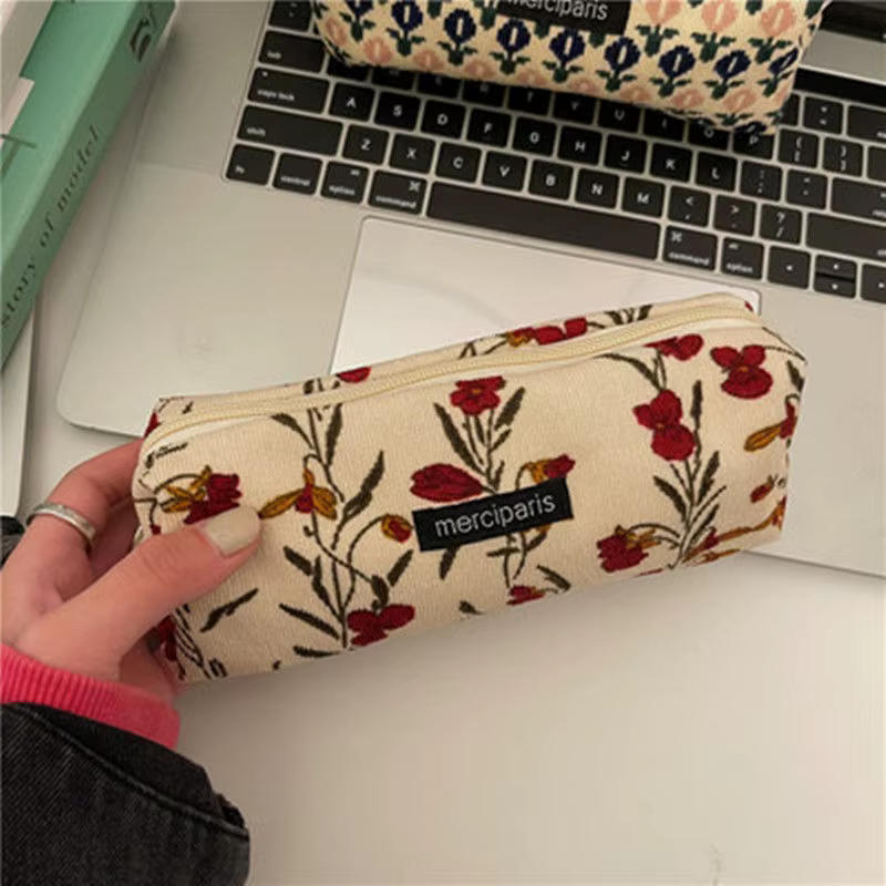 Estuche de lápices floral para niñas – estilo retro para la escuela - imagen 5