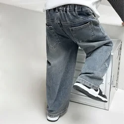 Vaqueros de pierna recta con corte ancho para niños primavera y otoño